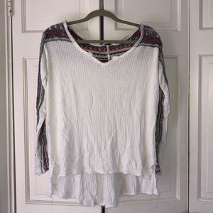 Free People Decorative Long Sleeve Waffle Tee XS